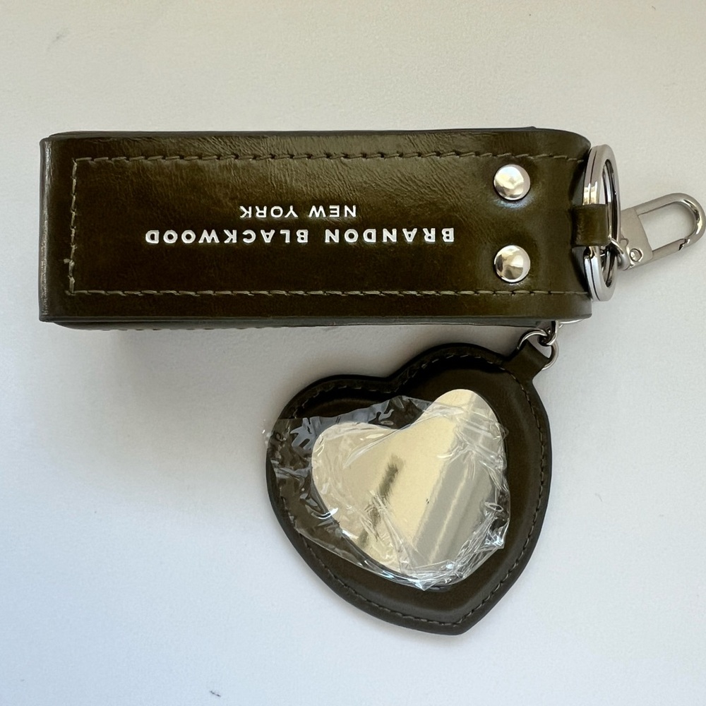 Brandon Blackwood Black Keychain with Heart Mirror Charm